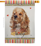 Cocker Spaniel Happiness - Pets Nature Vertical Impressions Decorative Flags HG110143 Made In USA