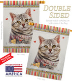 Gray American Short Hair Happiness - Pets Nature Vertical Impressions Decorative Flags HG110145 Made In USA