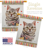 Gray American Short Hair Happiness - Pets Nature Vertical Impressions Decorative Flags HG110145 Made In USA