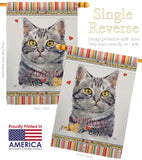 Red American Short Hair Happiness - Pets Nature Vertical Impressions Decorative Flags HG110146 Made In USA