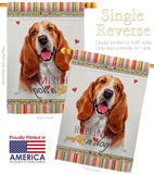 Basset Hound Happiness - Pets Nature Vertical Impressions Decorative Flags HG110149 Made In USA