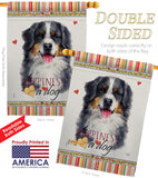 Bernese Mountain Happiness - Pets Nature Vertical Impressions Decorative Flags HG110153 Made In USA