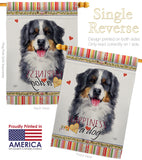 Bernese Mountain Happiness - Pets Nature Vertical Impressions Decorative Flags HG110153 Made In USA