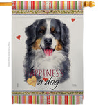 Bernese Mountain Happiness - Pets Nature Vertical Impressions Decorative Flags HG110153 Made In USA