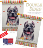 Black Pitbull Happiness - Pets Nature Vertical Impressions Decorative Flags HG110154 Made In USA