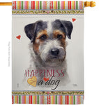 Black Jack Russell Happiness - Pets Nature Vertical Impressions Decorative Flags HG110157 Made In USA