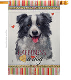 Border Collie Happiness - Pets Nature Vertical Impressions Decorative Flags HG110158 Made In USA
