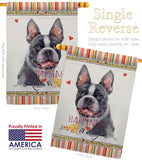 Boston Terrier Happiness - Pets Nature Vertical Impressions Decorative Flags HG110159 Made In USA