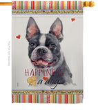 Boston Terrier Happiness - Pets Nature Vertical Impressions Decorative Flags HG110159 Made In USA