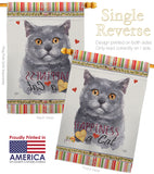 Blue British Short Hair Happiness - Pets Nature Vertical Impressions Decorative Flags HG110162 Made In USA