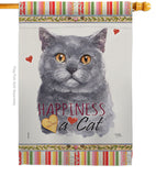 Blue British Short Hair Happiness - Pets Nature Vertical Impressions Decorative Flags HG110162 Made In USA