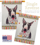 Bull Terrier Happiness - Pets Nature Vertical Impressions Decorative Flags HG110163 Made In USA