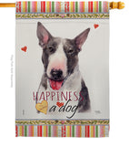 Bull Terrier Happiness - Pets Nature Vertical Impressions Decorative Flags HG110163 Made In USA