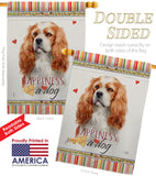 Cavalier King Spaniel Happiness - Pets Nature Vertical Impressions Decorative Flags HG110164 Made In USA