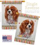 Charles Spaniel Happiness - Pets Nature Vertical Impressions Decorative Flags HG110165 Made In USA