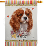 Charles Spaniel Happiness - Pets Nature Vertical Impressions Decorative Flags HG110165 Made In USA