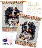 Bernese Cattle Happiness - Pets Nature Vertical Impressions Decorative Flags HG110183 Made In USA