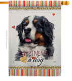 Bernese Cattle Happiness - Pets Nature Vertical Impressions Decorative Flags HG110183 Made In USA