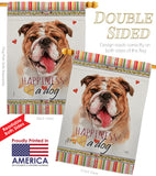 Bulldog Happiness - Pets Nature Vertical Impressions Decorative Flags HG110188 Made In USA