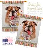 Bulldog Happiness - Pets Nature Vertical Impressions Decorative Flags HG110188 Made In USA