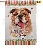 Bulldog Happiness - Pets Nature Vertical Impressions Decorative Flags HG110188 Made In USA