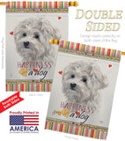 Maltese Happiness - Pets Nature Vertical Impressions Decorative Flags HG110194 Made In USA