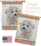 Maltese Happiness - Pets Nature Vertical Impressions Decorative Flags HG110194 Made In USA