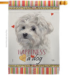 Maltese Happiness - Pets Nature Vertical Impressions Decorative Flags HG110194 Made In USA