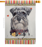 Miniature Schnauzer Happiness - Pets Nature Vertical Impressions Decorative Flags HG110197 Made In USA