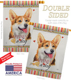 Pembroke Welsh Corgi Happiness - Pets Nature Vertical Impressions Decorative Flags HG110202 Made In USA