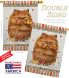 Tan Persian Happiness - Pets Nature Vertical Impressions Decorative Flags HG110204 Made In USA