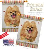 Pomeranian Happiness - Pets Nature Vertical Impressions Decorative Flags HG110206 Made In USA