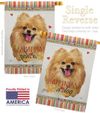 Pomeranian Happiness - Pets Nature Vertical Impressions Decorative Flags HG110206 Made In USA