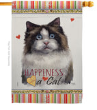 Mitted Ragdoll Happiness - Pets Nature Vertical Impressions Decorative Flags HG110213 Made In USA