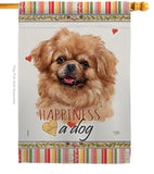 Tibetan Spaniel Happiness - Pets Nature Vertical Impressions Decorative Flags HG110227 Made In USA