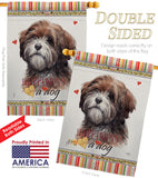 Brown Tibetan Terrier Happiness - Pets Nature Vertical Impressions Decorative Flags HG110229 Made In USA