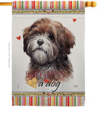 Brown Tibetan Terrier Happiness - Pets Nature Vertical Impressions Decorative Flags HG110229 Made In USA