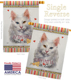 Turkish Angora Happiness - Pets Nature Vertical Impressions Decorative Flags HG110230 Made In USA