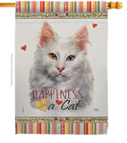 Turkish Angora Happiness - Pets Nature Vertical Impressions Decorative Flags HG110230 Made In USA