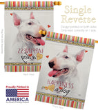 White Bull Terrier Happiness - Pets Nature Vertical Impressions Decorative Flags HG110233 Made In USA