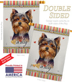 Torkshire Terrier Happiness - Pets Nature Vertical Impressions Decorative Flags HG110234 Made In USA