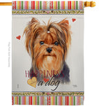 Yorkie Happiness - Pets Nature Vertical Impressions Decorative Flags HG110235 Made In USA