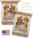 Yellow Australian Shepherd Happiness - Pets Nature Vertical Impressions Decorative Flags HG110240 Made In USA