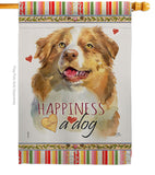 Yellow Australian Shepherd Happiness - Pets Nature Vertical Impressions Decorative Flags HG110240 Made In USA