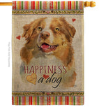 Yellow Australian Shepherd Happiness - Pets Nature Vertical Impressions Decorative Flags HG110240 Made In USA