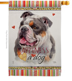 Merle Bulldog Happiness - Pets Nature Vertical Impressions Decorative Flags HG110245 Made In USA