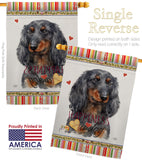 Blue Long Hair Dachshund Happiness - Pets Nature Vertical Impressions Decorative Flags HG110251 Made In USA
