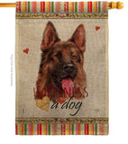 Red German Shepherd Happiness - Pets Nature Vertical Impressions Decorative Flags HG110253 Made In USA