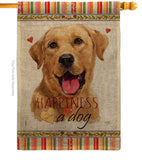Yellow Labrador Retriever Happiness - Pets Nature Vertical Impressions Decorative Flags HG110260 Made In USA