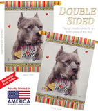 Blue Pitbull Happiness - Pets Nature Vertical Impressions Decorative Flags HG110264 Made In USA